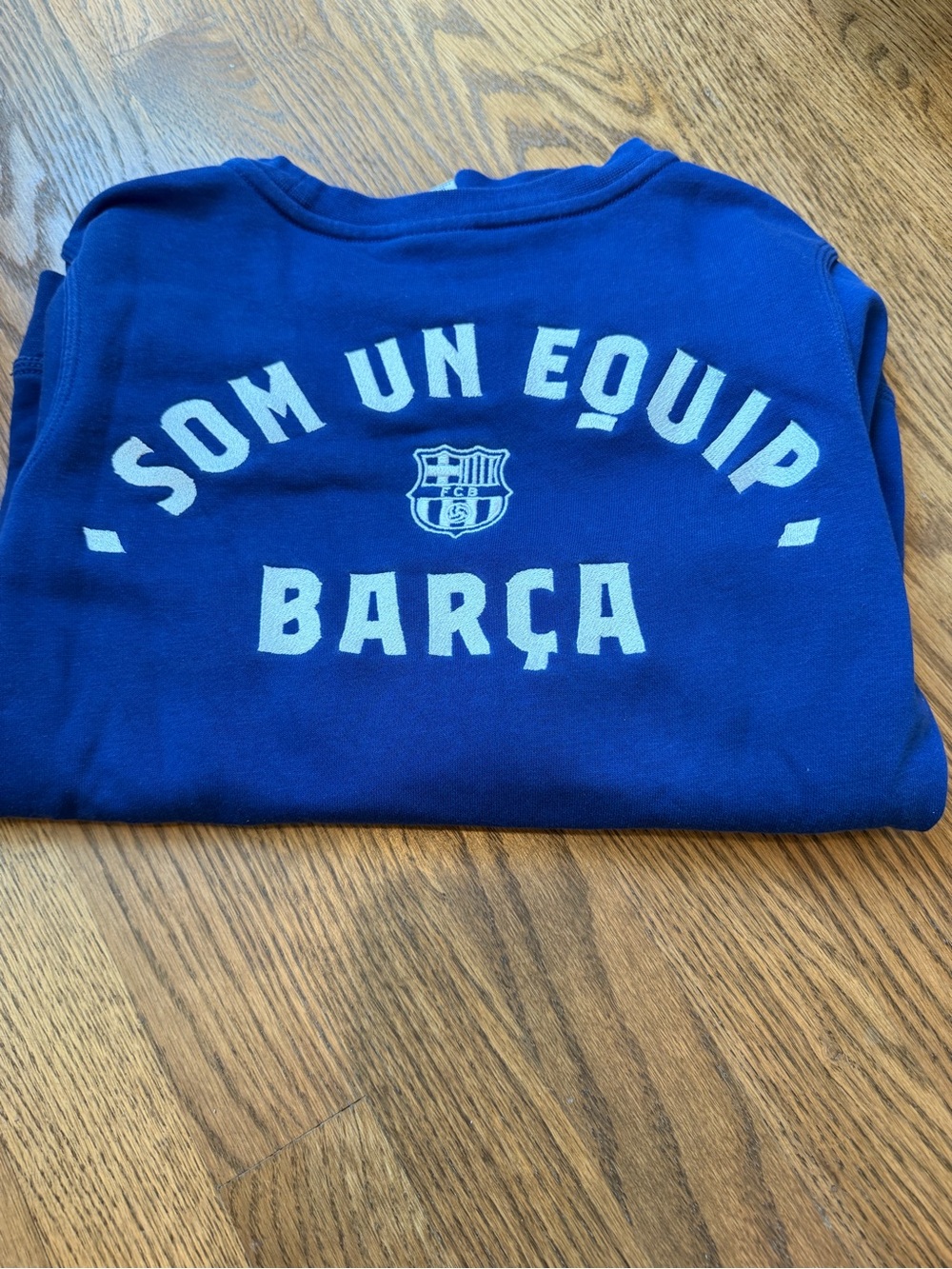Kids Barcelona Club Barca Nike Crewneck Sweatshirt in Blue with White Graphic